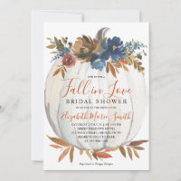 Fall in Love Blue Floral Pumpkin Bridal Shower