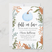 Fall in Love Blue Pumpkin Baby Shower Invitation (Front)