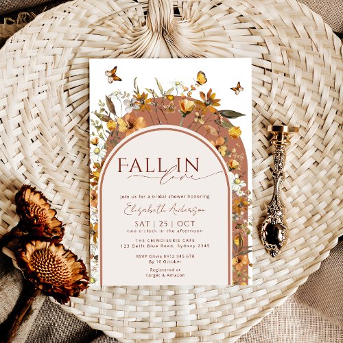 Fall In Love Bohemian Terracotta Wildflower Bridal Invitation