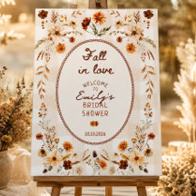 Fall in love boho Bridal shower welcome sign