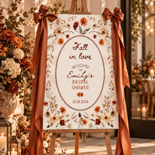 Fall in love boho Bridal shower welcome sign