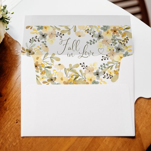Fall in love boho floral autumn chic bridal shower envelope