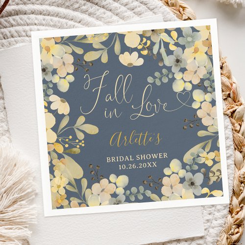 Fall in love boho floral autumn chic bridal shower napkins