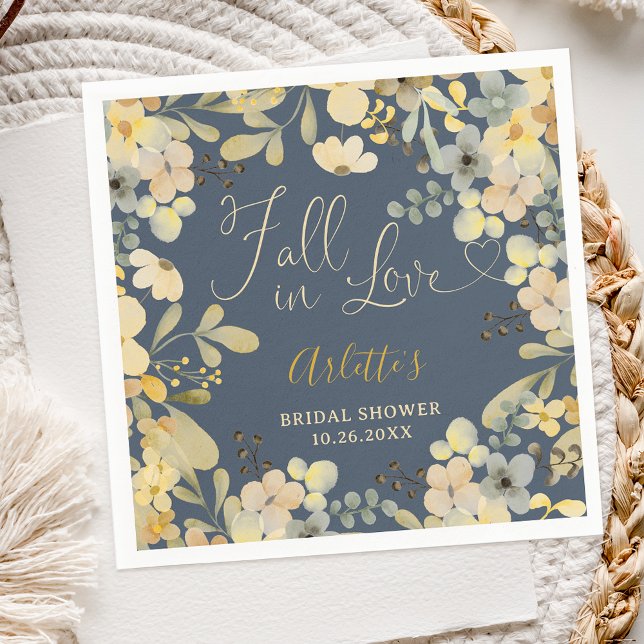 Fall in love boho floral autumn chic bridal shower napkins (Fall in love boho floral autumn chic bridal shower napkins)