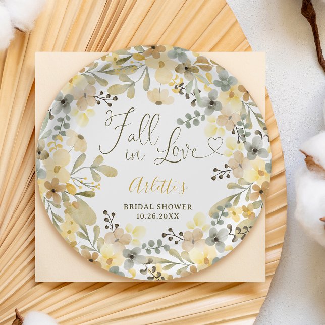 Fall in love boho floral autumn chic bridal shower paper plates (Fall in love boho floral autumn chic bridal shower paper plates)