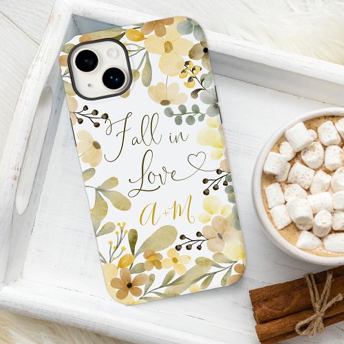 Fall in love boho floral autumn chic initials Case_Mate iPhone 14 plus case