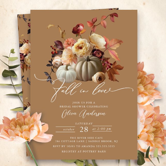 Fall In Love Boho Floral Bridal Shower  Invitation (Creator Uploaded)