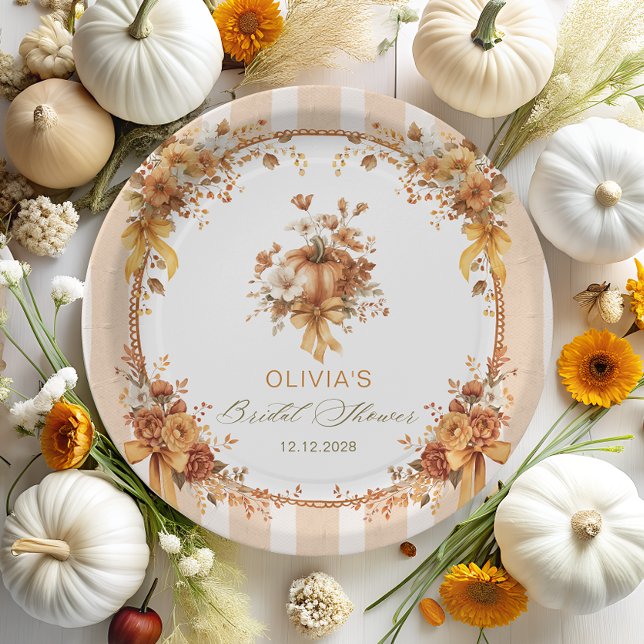 Fall in Love Boho Floral Bridal Shower Paper Plates (Creator Uploaded)
