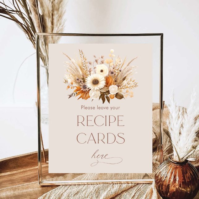 Fall In Love Boho Floral Bridal Shower Recipe Card Poster (Creator Uploaded)