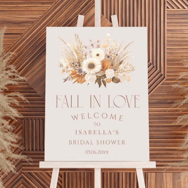 Fall In Love Boho Floral Bridal Shower Welcome  Foam Board (Creator Uploaded)