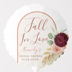 Fall In Love Boho Floral Pampas Bridal Shower  Balloon
