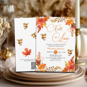 Fall in Love Boho Floral QR Code Baby Shower Invitation