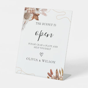 Fall in love Boho Flowers Wedding Buffet Pedestal Sign