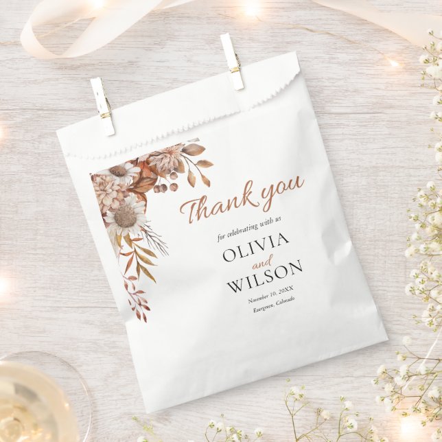 Fall in love | Boho Flowers Wedding  Favor Bag (Clipped)