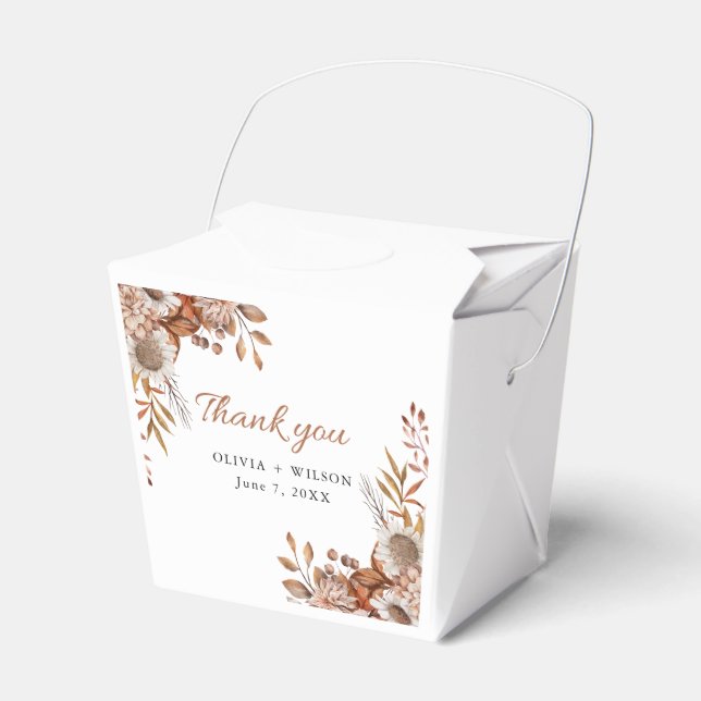 Fall in love | Boho Flowers Wedding Favor Boxes (Front Side)