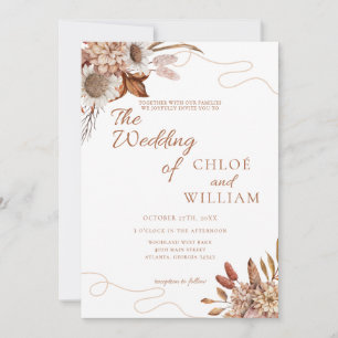 Fall in love Boho Flowers Wedding Invitation