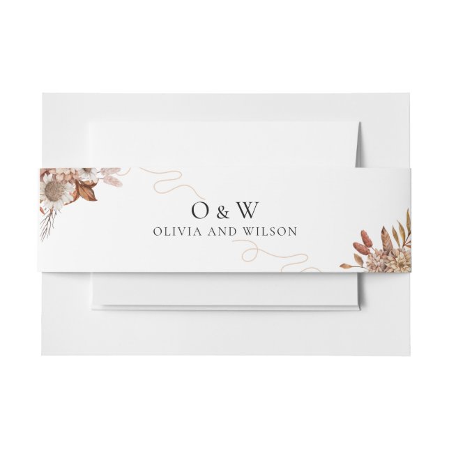 Fall in love | Boho Flowers Wedding Invitation Belly Band (Front Example)