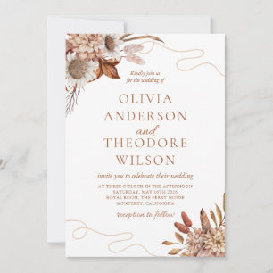 Fall in love Boho Flowers Wedding QR Code Invitation