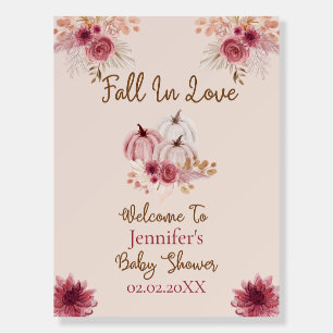 Fall In Love Boho Pink Pumpkin Autumn Baby Shower Foam Board