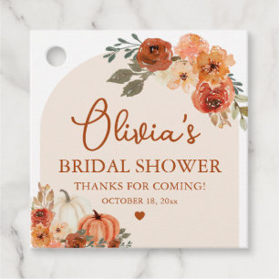 Fall in Love Boho Pumpkin Bridal Shower Favor Tag