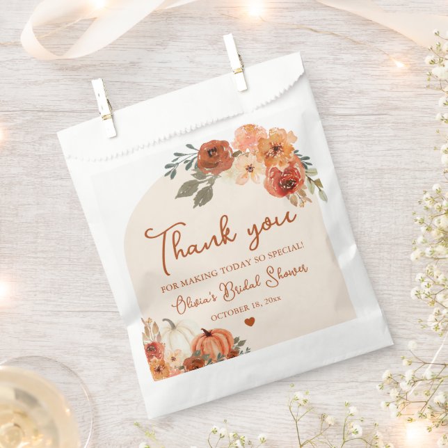 Fall in Love Boho Pumpkin Bridal Shower Thank You  Favor Bag (Clipped)