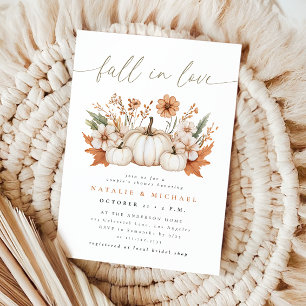 Fall in Love Boho Pumpkin Couple's Shower Invitation