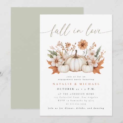 Fall in Love Boho Pumpkin Engagement Party Invitation