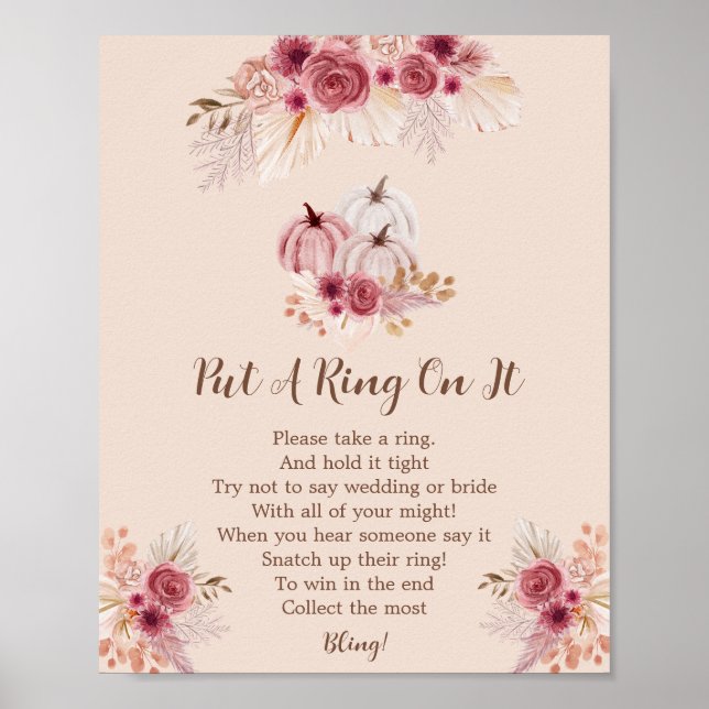 Fall In Love Boho Pumpkin Put A Ring On It Game Poster (Front)