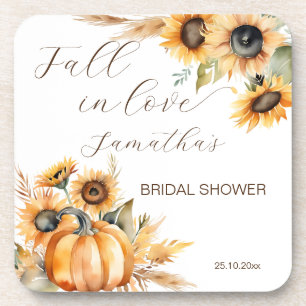 Fall in love boho pumpkin sunflowers favors beverage coaster