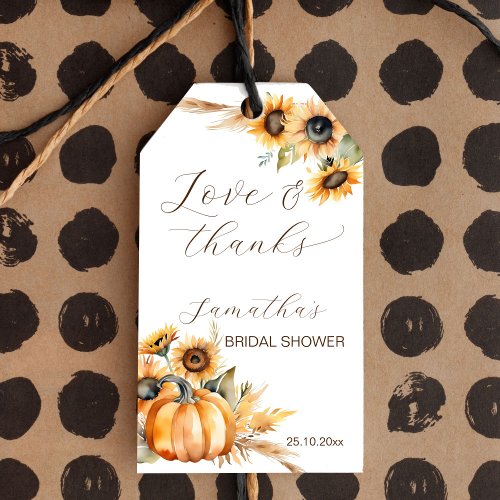 Fall in love boho pumpkin sunflowers favors gift tags