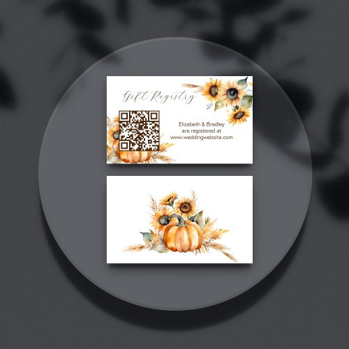 Fall in love boho pumpkin sunflowers gift registry enclosure card