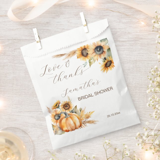 Fall in love boho pumpkin sunflowers tableware favor bag (Clipped)