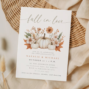 Fall in Love Boho Pumpkin Wedding Anniversary Invitation