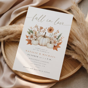 Fall in Love Boho Pumpkin Wedding Invitation