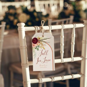 Fall In Love Boho Rust Arch Pampas Floral Bridal Gift Tags
