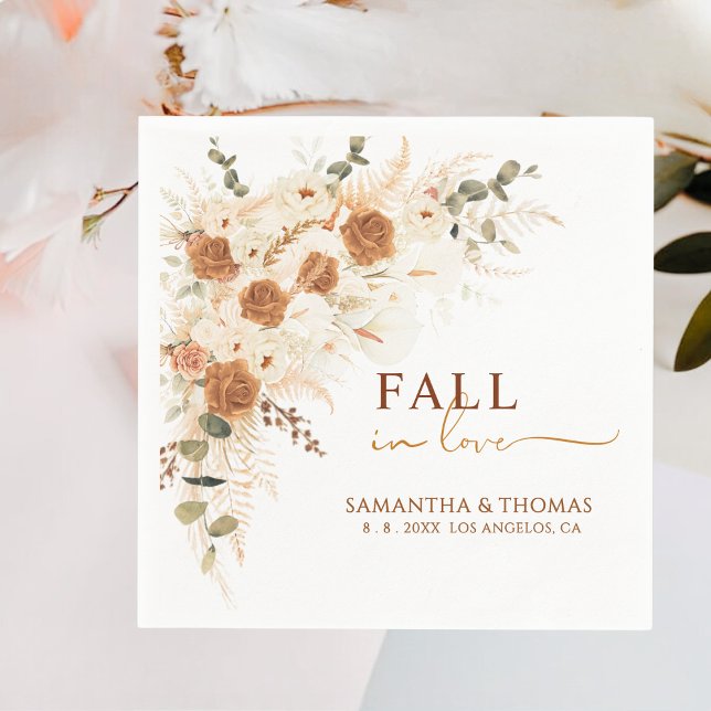 Fall in Love Boho Rustic Wedding Napkins (Creator Uploaded)