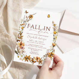 Fall In Love Boho Rustic Wildflowers Bridal Shower Invitation