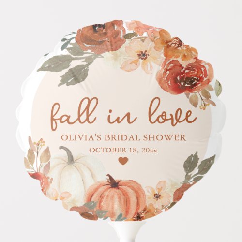 Fall in Love Boho Terracotta Pumpkin Bridal Shower Balloon