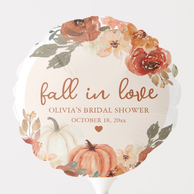 Fall in Love Boho Terracotta Pumpkin Bridal Shower Balloon (Front)