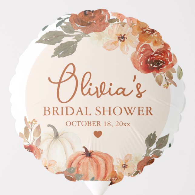 Fall in Love Boho Terracotta Pumpkin Bridal Shower Balloon (Front)