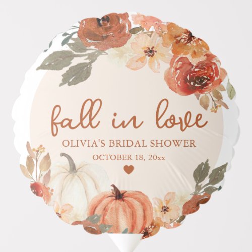 Fall in Love Boho Terracotta Pumpkin Bridal Shower Balloon