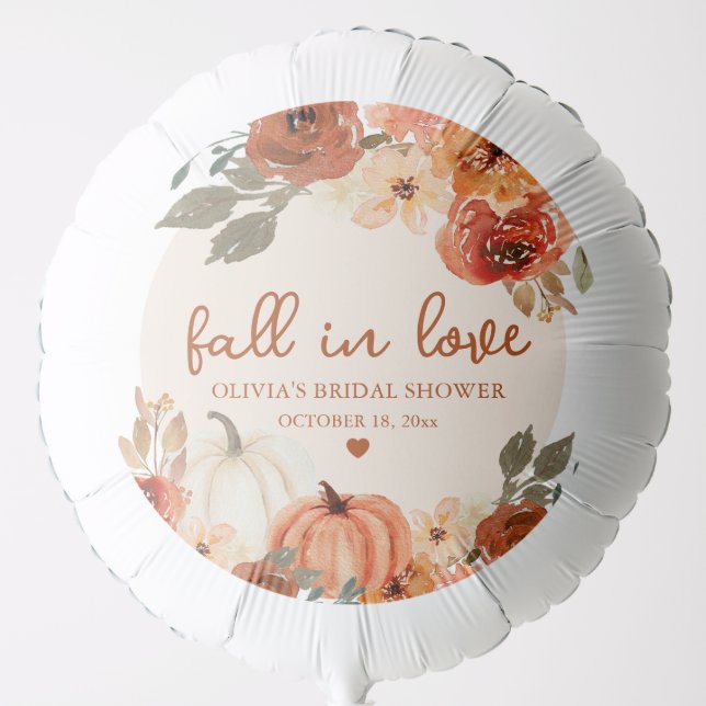 Fall in Love Boho Terracotta Pumpkin Bridal Shower Balloon (Front)