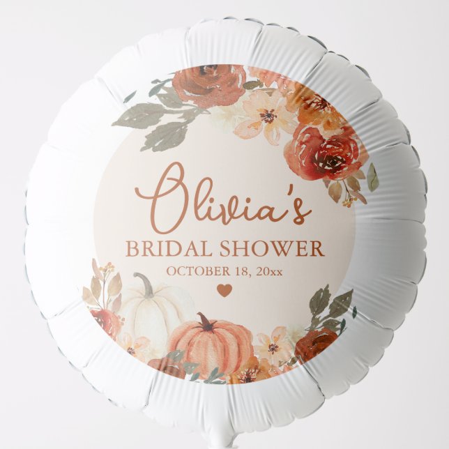 Fall in Love Boho Terracotta Pumpkin Bridal Shower Balloon (Front)