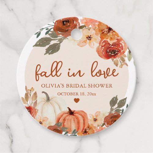Fall in Love Boho Terracotta Pumpkin Bridal Shower Favor Tags
