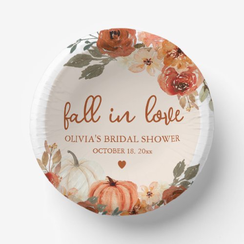 Fall in Love Boho Terracotta Pumpkin Bridal Shower Paper Bowls
