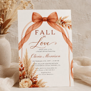 Fall in Love Bow Burnt Orange Rust Bridal Shower Invitation
