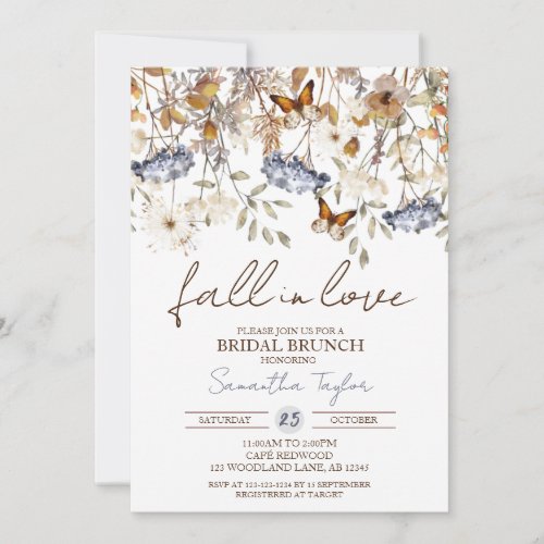 Fall in Love Bridal Brunch Bridal Shower Invitation