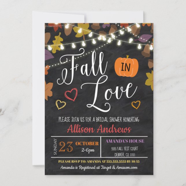Fall In Love Bridal Couples Shower Party Invite (Front)