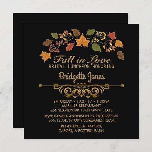 Fall in Love Bridal Luncheon Autumn Wedding Shower Invitation