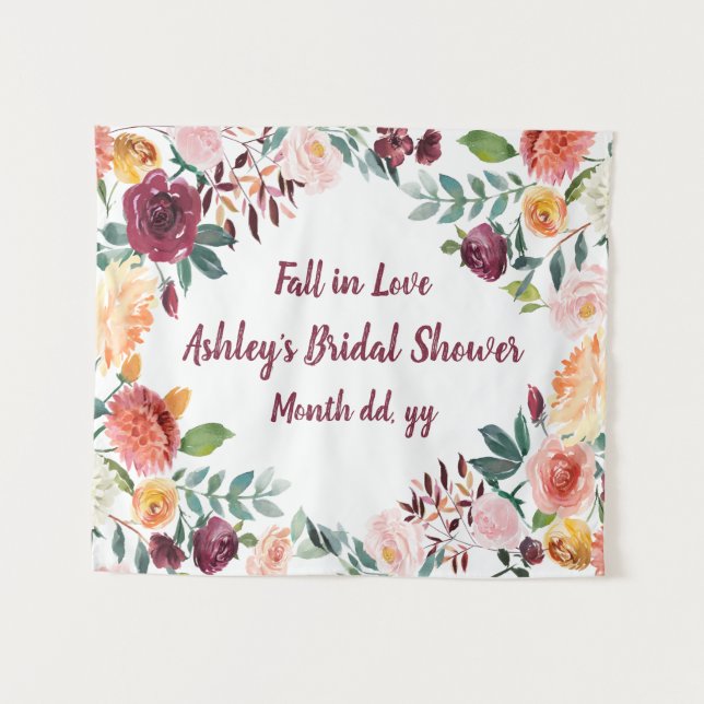 Fall in Love Bridal Shower Backdrop, Autumn Party (Front (Horizontal))
